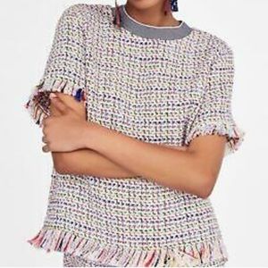 Zara multicolored fringe top